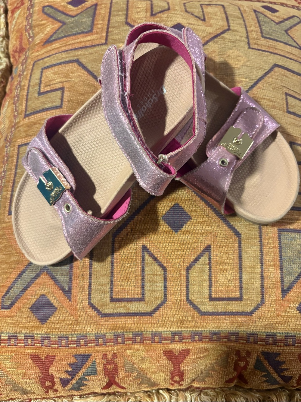Dr. Scholl's Girls 12M Pink Glitter Adjustable Sandals
